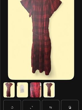 Time and Tru Red Plaid Smocked Midi Dress